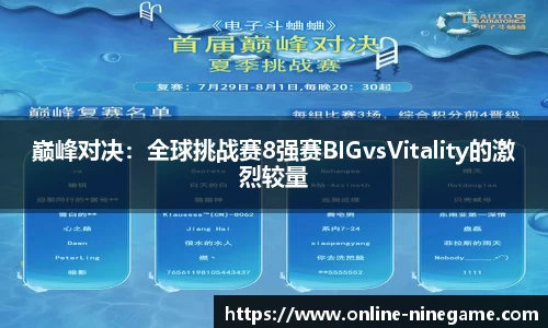 巅峰对决：全球挑战赛8强赛BIGvsVitality的激烈较量